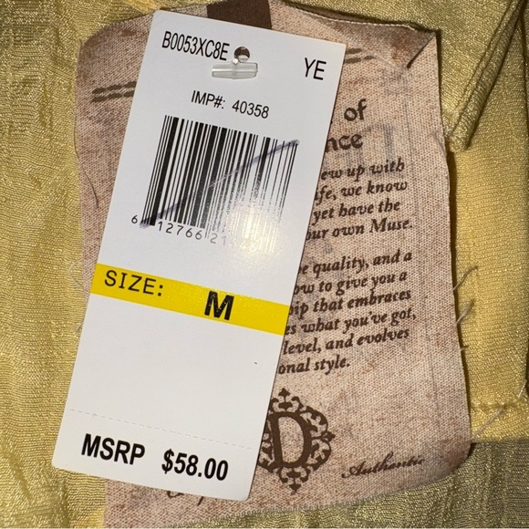 Democracy Yellow Button Down Top with Adjustable Sleeves NWT - Picture 6 of 11
